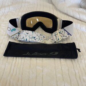 ❄️ Julbo White Snow Goggles w/ Yellow Lens & Floral Strap + Case